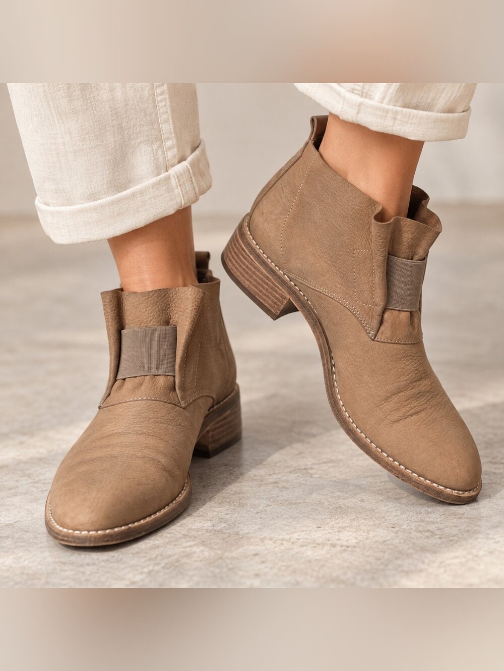 EILEEN FISHER SOUL TUMBLED NUBUCK LEATHER BOOTIES SZ 6